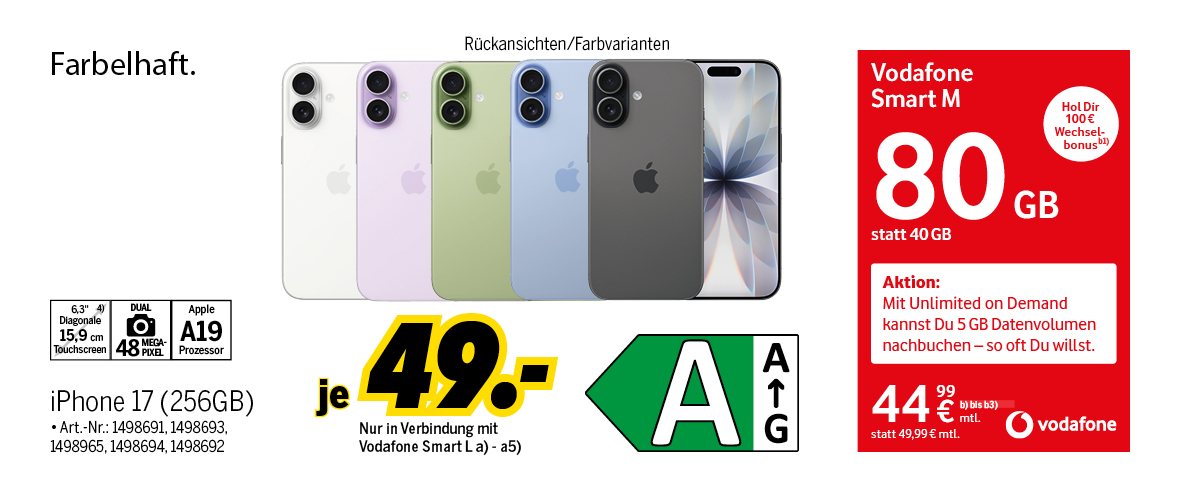 iPhone 17 mit 256GB für einmalig 49€